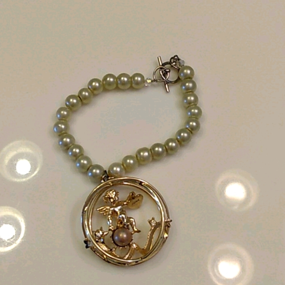 Pearl and Angel Bracelet